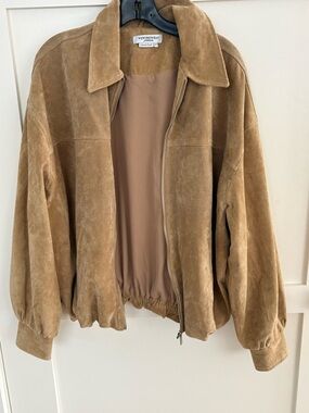 Weworewhat Suede Bomber Jacket in Tan $450 retail see pics brand new w/o tags